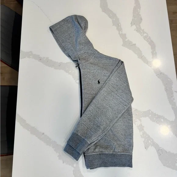 Polo Ralph Lauren men's full-zip fleece hoodie in a heather gray - Picture 6 of 6